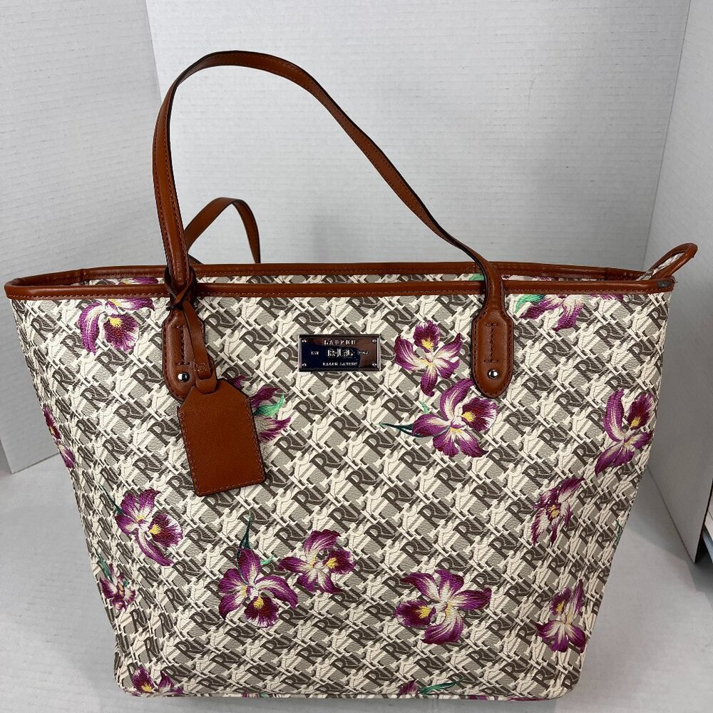 Lauren Ralph Lauren Dobson Floral Canvas Tote in good condition